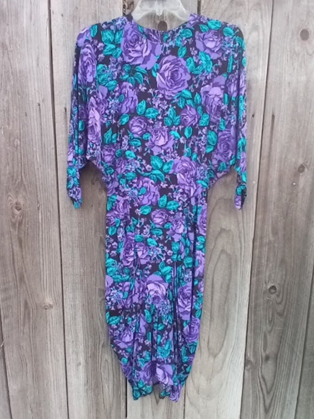 80s 90s Floral Dolman Sleeves All That Jazz Dress size 3-4 Zip Wiggle Skirt Belt